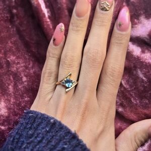 14k Yellow Gold Topaz And Diamond Ring